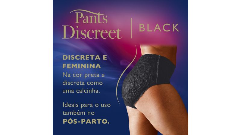 Tena Pants Discreet, Calcinha Descartável para Incontinência Urinária,  Preto, G/EG - 16 unidades