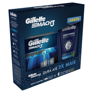 Kit Aparelho de Barbear Gillette Mach3 4 Unidades + Creme de Barbear 150ml Grátis