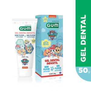 Gel Dental Infantil Gum Patrulha Canina Sabor Mix de Frutas Sem Flúor 50g