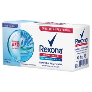 Pack Sabonete Barra Rexona Antibacterial Limpeza Profunda 6 Unidades 84g