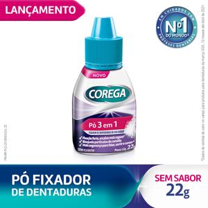 Pó Fixador de Dentaduras Corega 3 em 1 Sem Sabor 22g