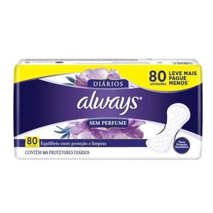 Protetor Diário Always Sem Perfume 80 Unidades