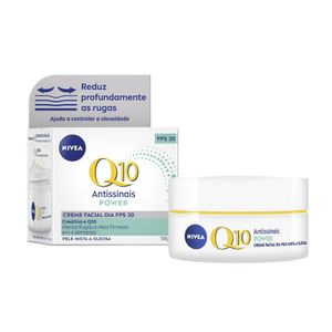 Creme Antissinais Nivea Q10 Power Facial Dia FPS 30 Pele Mista a Oleosa 50g