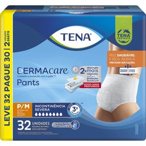Roupa Íntima Tena Pants Dermacare P/M Leve 32 Pague 30