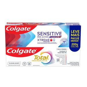 Creme Dental Sensibilidade Colgate Sensitive e Total Pro Alívio Imediato Xtreme 110g + 90g