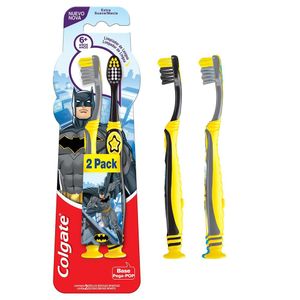 Escova de Dente Infantil Colgate Smiles Batman & Mulher Maravilha 2 Unidades