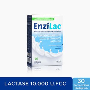 Enzilac 10.000 FCC 30 Comprimidos - Enzima Lactase em Comprimidos Mastigáveis