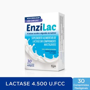 Enzilac 4.500 FCC 30 Comprimidos - Enzima Lactase em Comprimidos Mastigáveis