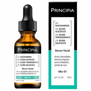 Sérum Facial Renovador Antiacne Principia Skincare Mix-01 Niacinamida+Glicólico+Tranexâmico+Salicílico 30ml