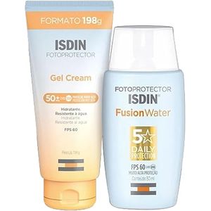 Kit Proteção Isdin Protetor Facial Fusion Water FPS60 50ml + Gel Cream FPS50 99g