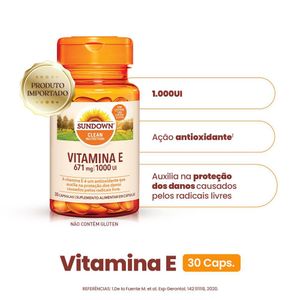 Suplemento Alimentar Sundown Vitamina E 1.000UI 30 Cápsulas