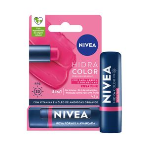 Protetor Labial Hidratante Nivea Hidra Color 2 em 1 Rosa Pink 4,8g