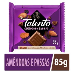 Chocolate Garoto Talento Amêndoas e Passas 85g
