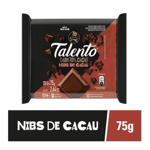 Chocolate Garoto Talento Nibs de Cacau e Dark 70% 75g