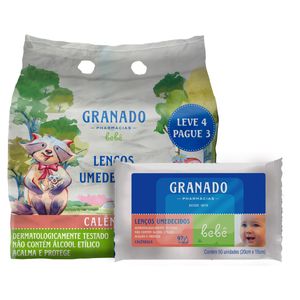 Kit Lenço Umedecido Granado Bebê Calêndula  Leve 4 Pague 3 50 Unidades Cada
