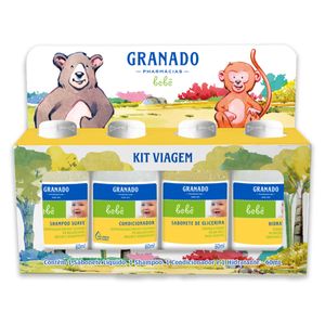 Kit Granado Bebê Viagem Sabonete Líquido+Shampoo+Condicionador+Hidratante 60ml Cada