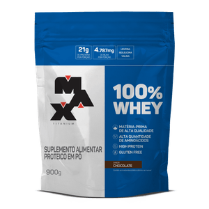 Refil Suplemento Max Titanium 100% Whey Sabor Chocolate 900g