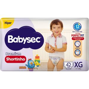 Fralda Babysec Premium Shortinho Importada Hiper XG 42 Unidades