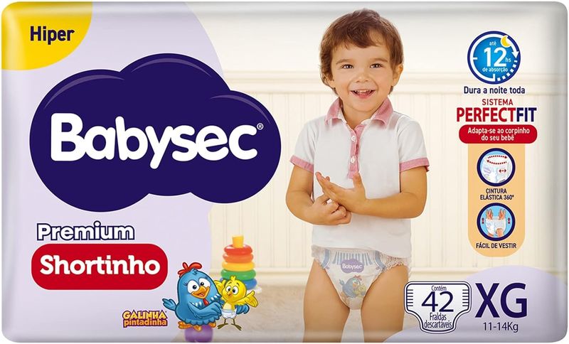Fralda Babysec Premium Shortinho Importada Hiper XG 42 1