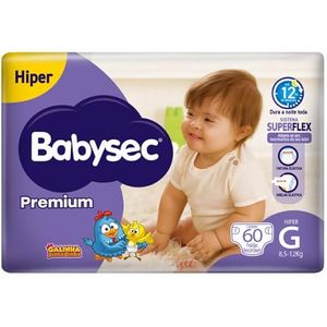 Fralda Infantil Babysec Premium Hiper G com 60 Unidades