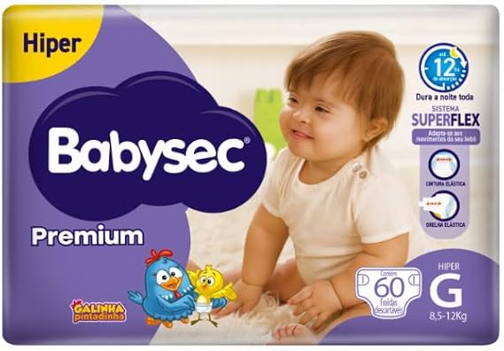 Fralda Infantil Babysec Premium Hiper G com 60 Un 1