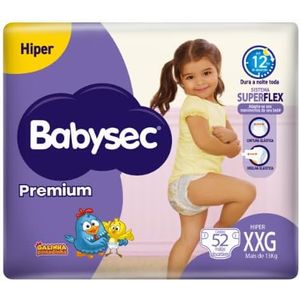 Fralda Infantil Babysec Premium Hiper XXG com 52 Unidades