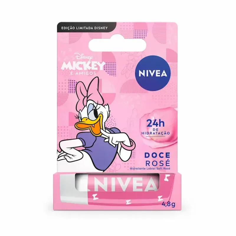 Hidratante Labial Nivea Soft Rose Disney Mickey e Amigos Margarida 4,8g 1