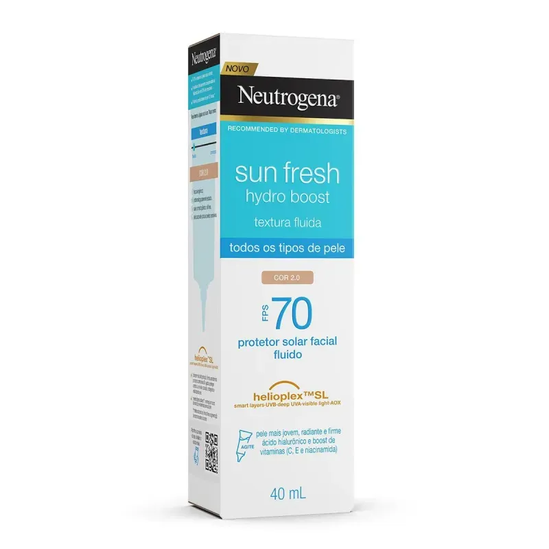 Protetor Solar Facial Neutrogena Sun Fresh Hydro Boost FPS70 Cor 2.0 40ml 2