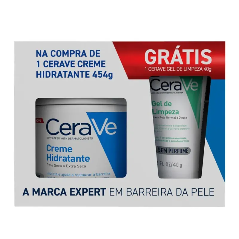 Kit Creme Hidratante Corporal CeraVe 454g+Gel de Limpeza Facial 40g 1
