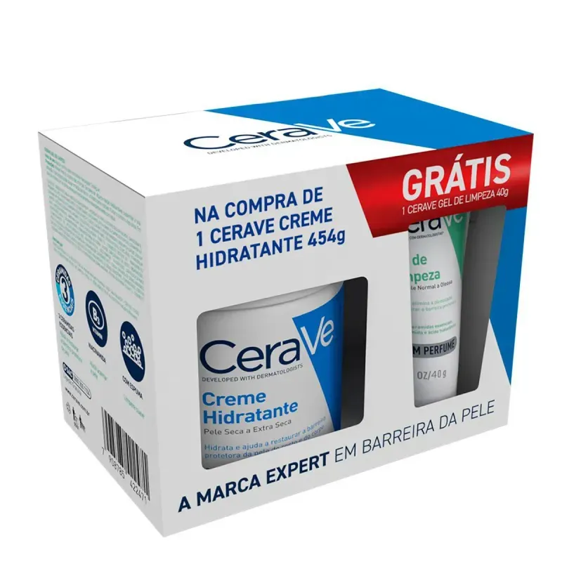Kit Creme Hidratante Corporal CeraVe 454g+Gel de Limpeza Facial 40g 2