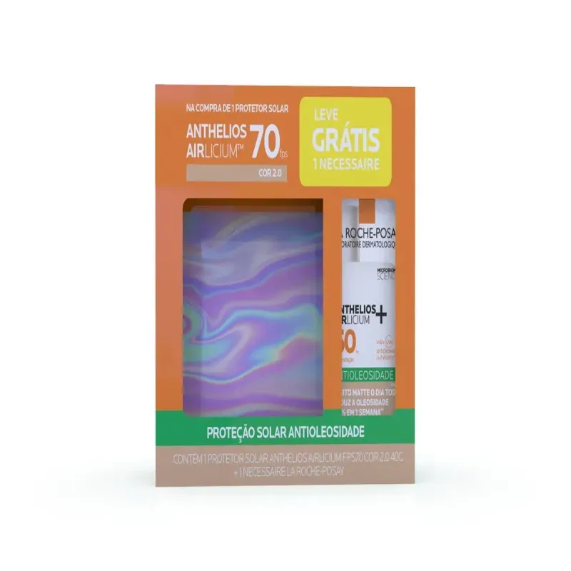 Kit Protetor Solar Facial La Roche-Posay Anthelios Airlicium Antioleosidade Cor 2.0 Fps 70 40g+Necessaire 1
