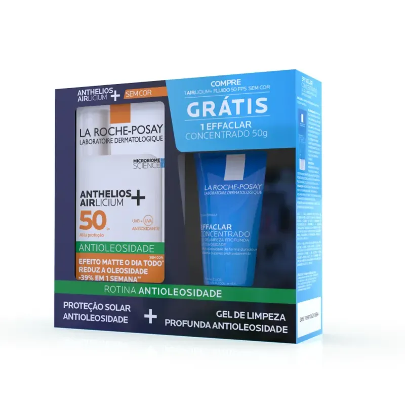 Kit Protetor Solar Facial Anthelios La Roche-Posay Fps 50 sem Cor 40g+Gel de Limpeza Effaclar 40g 2