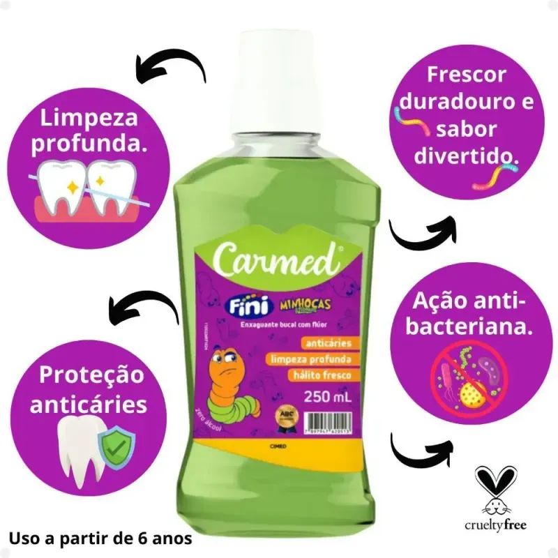 Enxaguante Bucal Carmed Fini Minhocas 250ml 2