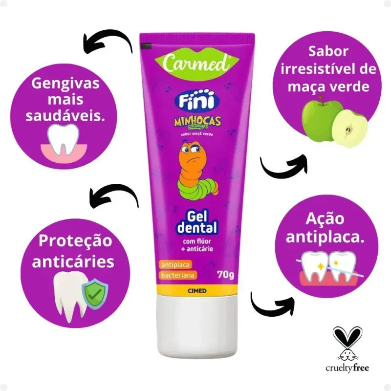 Gel Dental Carmed C Fluor Fini Minhocas 70g 2