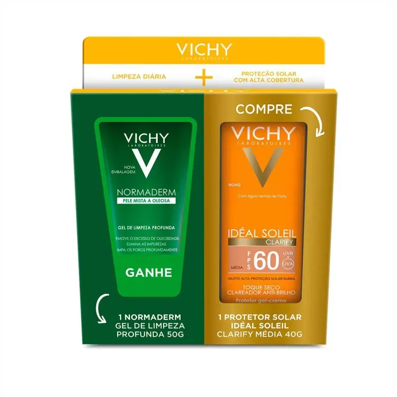 Kit Ideal Soleil Clarify Media Fps 60 40g+Gel de Limpeza Normaderm 50g 1