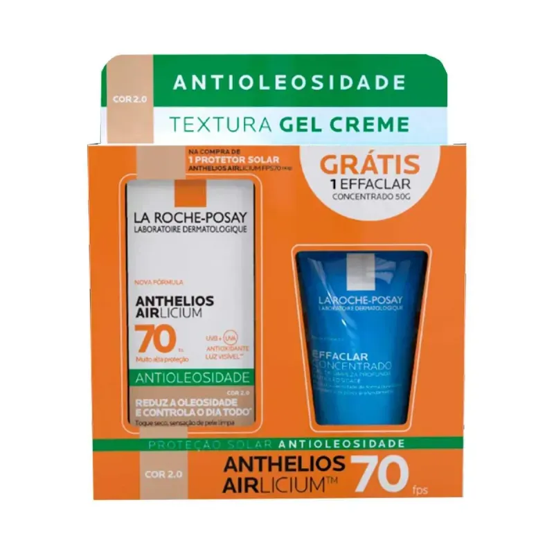 Kit Protetor Solar Facial Anthelios Fps70 Cor 2 40g+Gel de Limpeza Effaclar Concentrado 50g 1