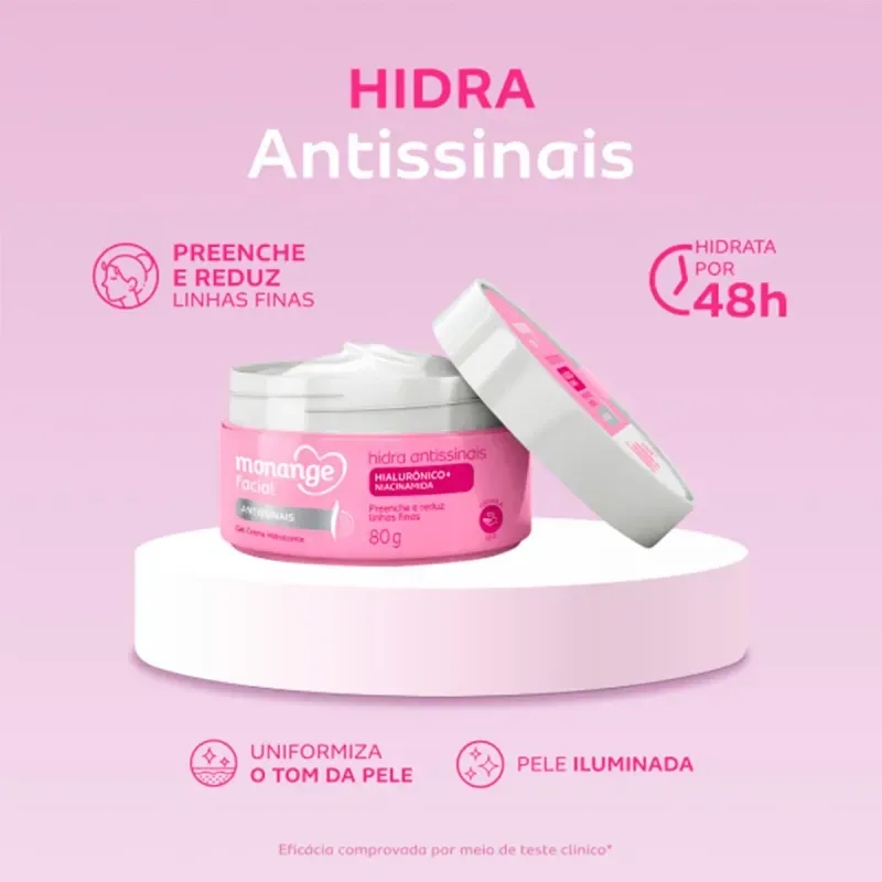 Gel Creme Hidratante Monange Facial Hidra Antissinais 80g 2