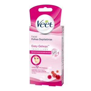 Folhas para Depilação Facial Veet Cera Fria para Peles Delicadas 12 Folhas