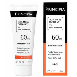 Protetor Solar Principia FPS60 Fluido Toque Seco Antioleosidade PS-01 40ml