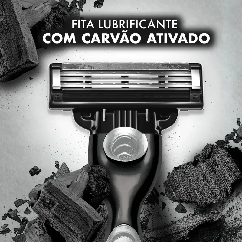 Kit Aparelho de Barbear Descartavel Gillette Mach3 Carbono Carvao Ativado + 1 Refil 5
