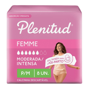 Roupa Íntima Descartável Plenitud Active Mulher Tamanho P/M 8 Unidades