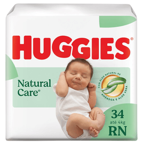 Fralda Huggies Natural Care Mega RN com 34unidades
